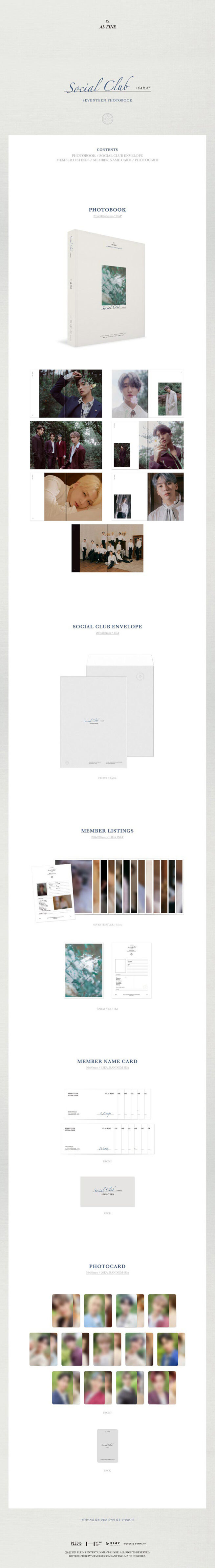 K-POP・アジア seventeen social club Seventeen – Social Club: Carat' Photobook (Al Fine Version) – Kpop